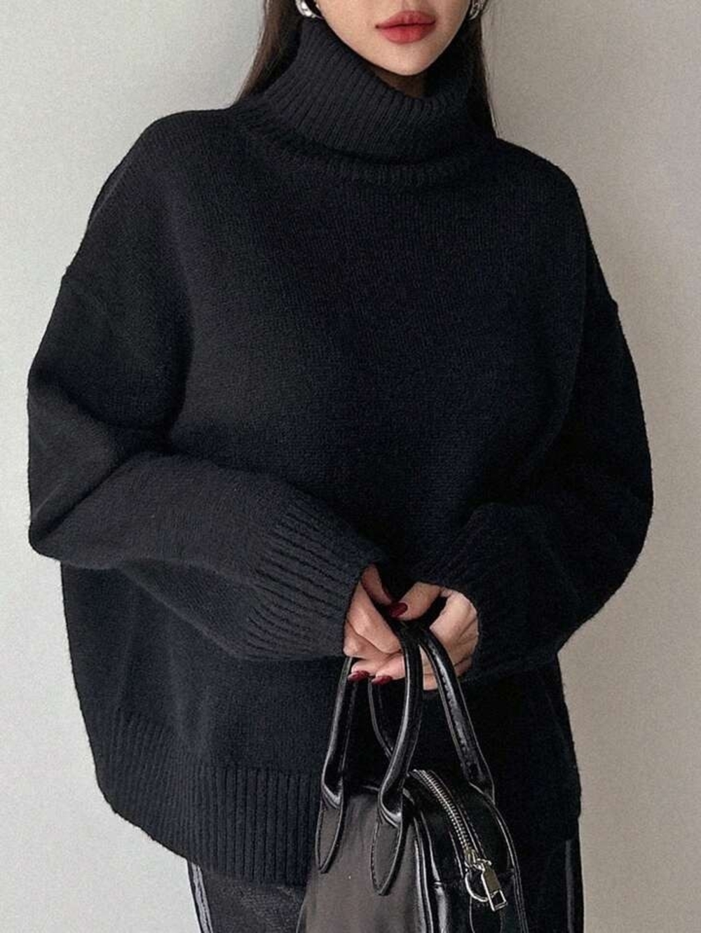 Quince Black 100% Organic Cotton Turtleneck Sweater XL - Picture 4 of 12
